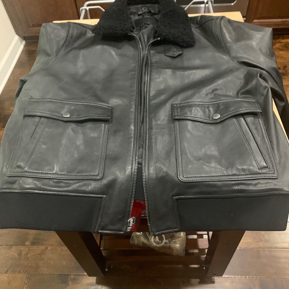 Men’s Coach Leather Bomber Jacket